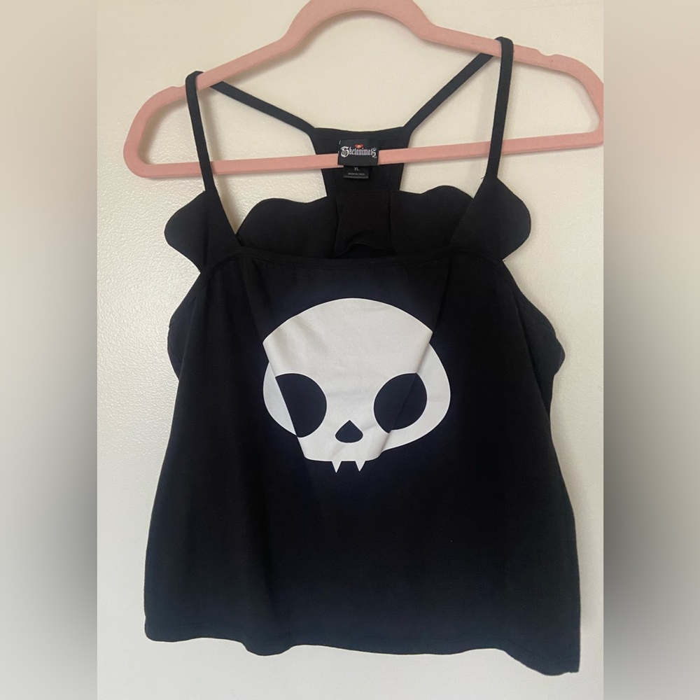 Black Skull Graphic Tank Top